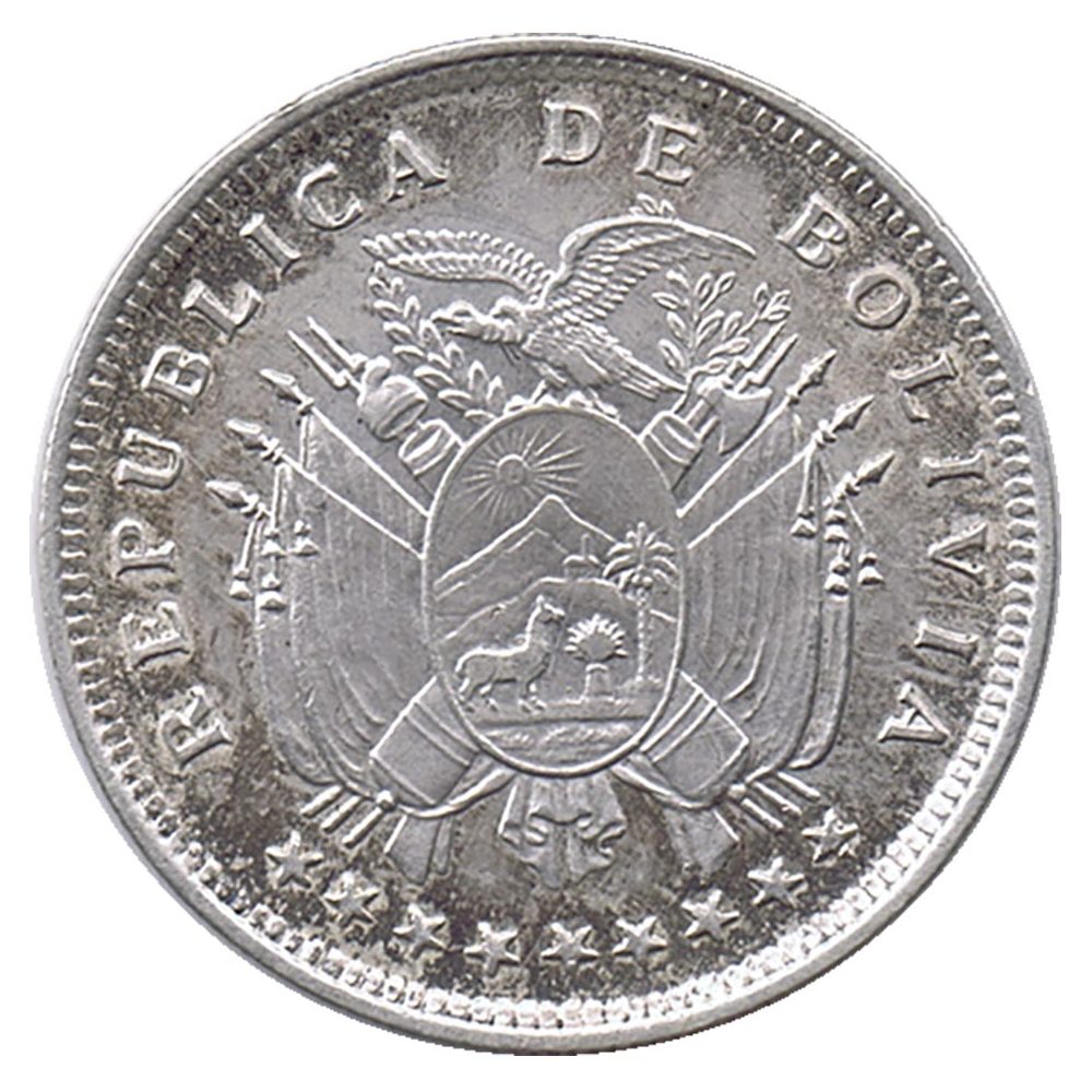 Moneda de 20 centavos Bolivia 1909. SC. Plata  - 1