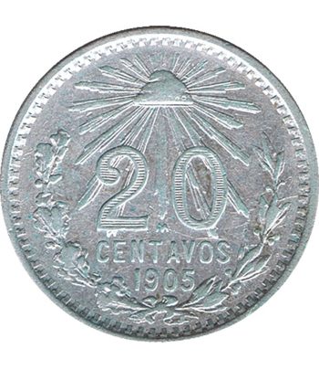 Moneda de México 20 Centavos 1905. Plata  - 1