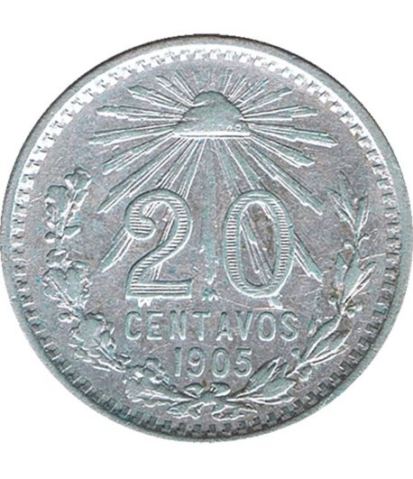 Moneda de México 20 Centavos 1905. Plata  - 1