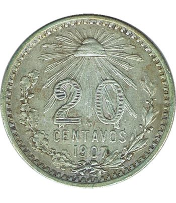 Moneda de México 20 Centavos 1907. Plata  - 1
