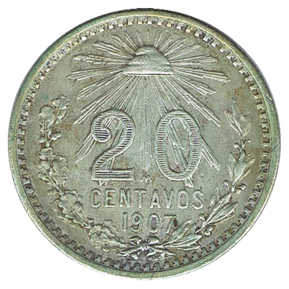 Moneda de México 20 Centavos 1907. Plata  - 1