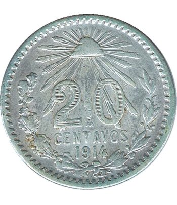 Moneda de México 20 Centavos 1914. Plata  - 1