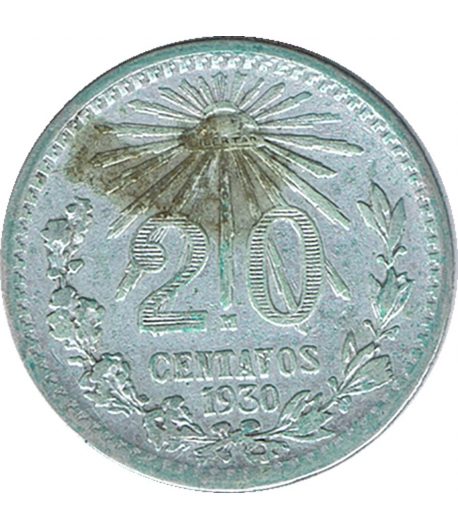 Moneda de México 20 Centavos 1930. Plata  - 1