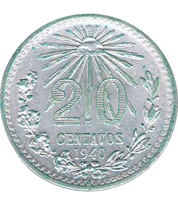 Moneda de México 20 Centavos 1940. Plata  - 1
