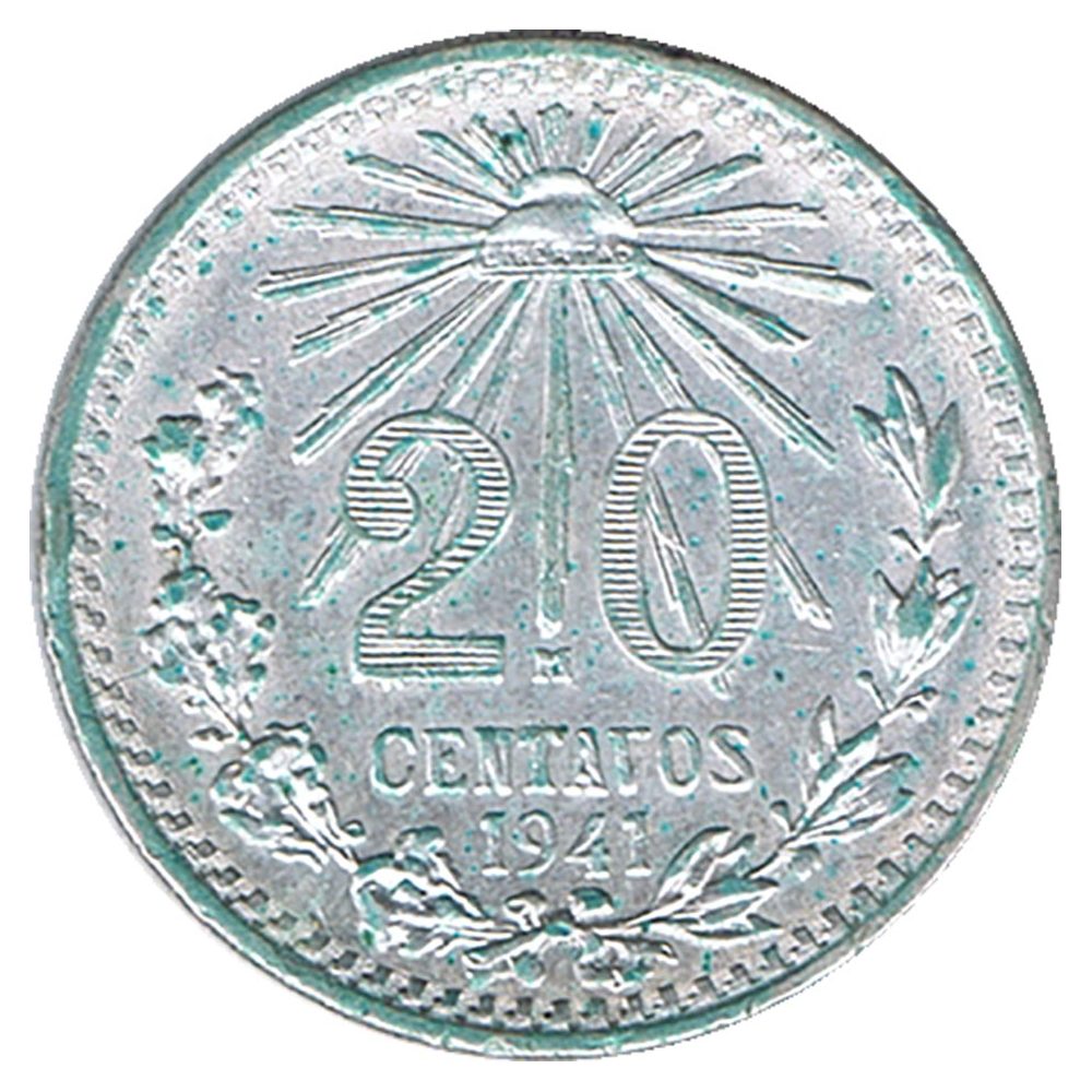 Moneda de México 20 Centavos 1941. Plata  - 1