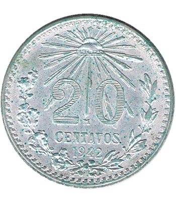 Moneda de México 20 Centavos 1942. Plata  - 1