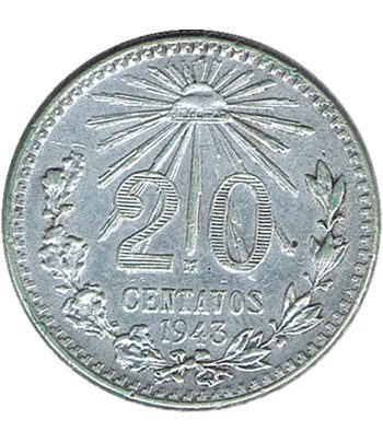 Moneda de México 20 Centavos 1943. Plata  - 1