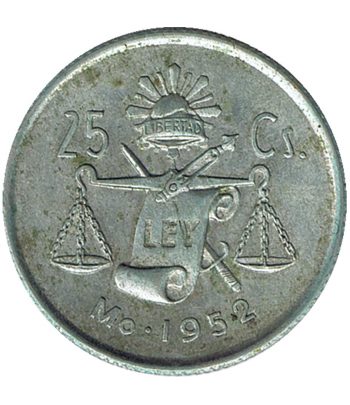Moneda de Mexico 25 Centavos 1952. Plata  - 1
