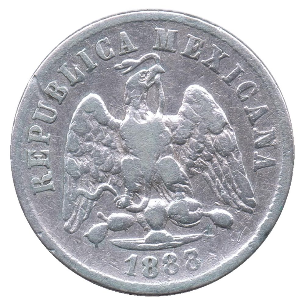 Moneda de México 10 Centavos 1888. Plata  - 2