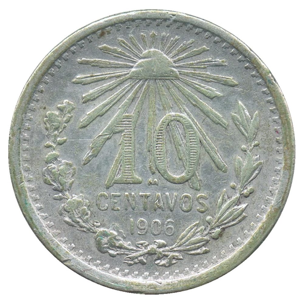 Moneda de México 10 Centavos 1906. Plata  - 1
