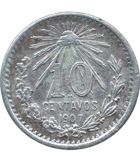 Moneda de México 10 Centavos 1907. Plata  - 1