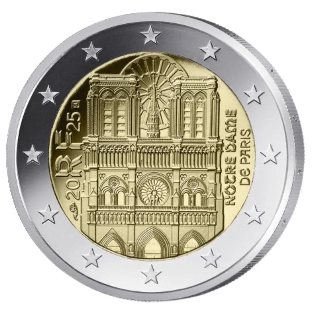 moneda 2 euros Francia 2025 Notre Dame de París.  - 1