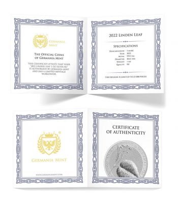 Moneda de plata Alemania 5 Mark 2022 Hoja de Tilo.  - 3