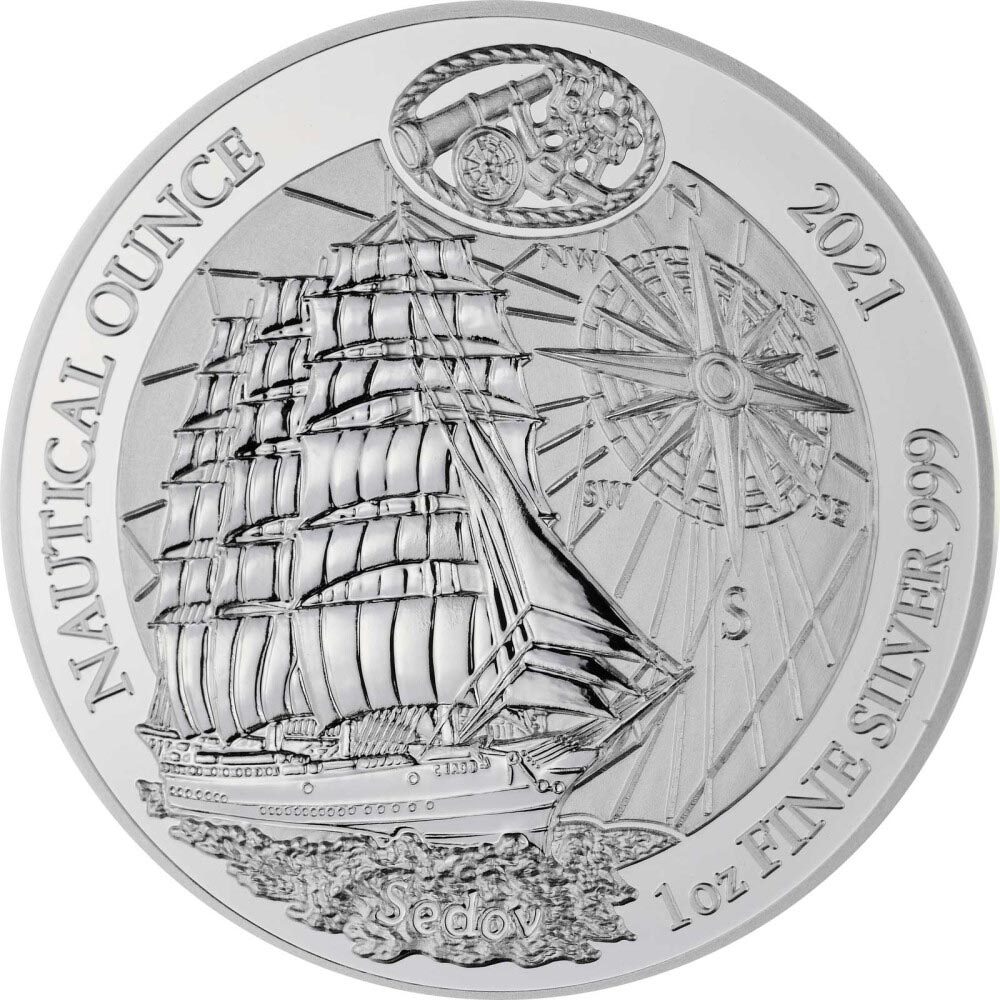 Moneda de plata 50 Francos Ruanda 2021 Barco Sedov  - 1