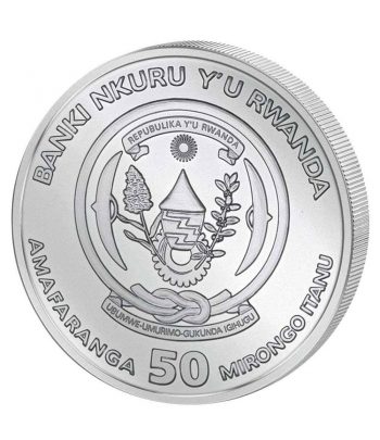 Moneda de plata 50 Francos Ruanda 2021 Barco Sedov  - 2
