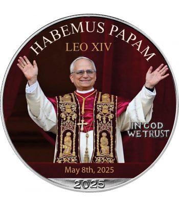 Moneda de plata 1$ Estados Unidos Papa Leon XIV 2025.  - 1