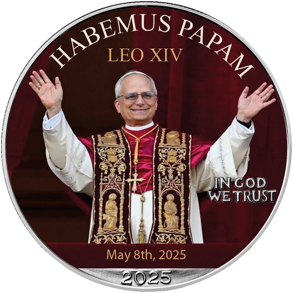 Moneda de plata 1$ Estados Unidos Papa Leon XIV 2025.  - 1