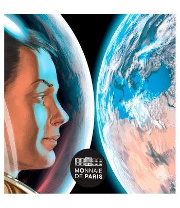Moneda 100 euros de plata Francia 2025 Odisea Espacial La Tierra.  - 3