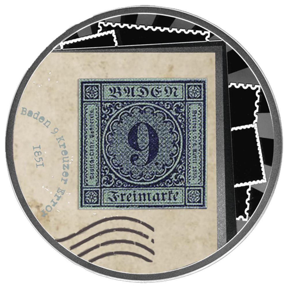 Moneda 500 Francs Camerún 2025 Sello Baden 9 Kreuzer. Plata  - 1