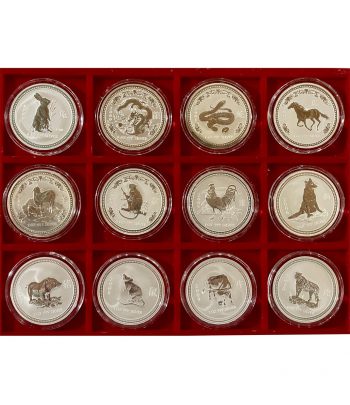 Colección 12 Monedas de plata 1$ Australia Año Lunar I 1999/2010  - 1