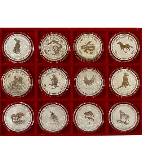 Colección 12 Monedas de plata 1$ Australia Año Lunar I 1999/2010  - 1