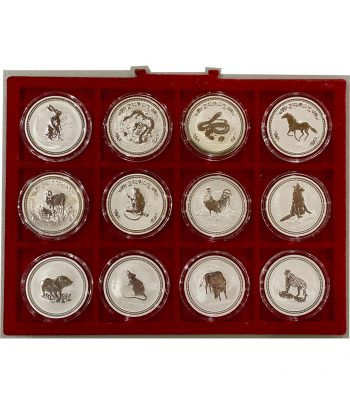 Colección 12 Monedas de plata 1$ Australia Año Lunar I 1999/2010  - 2