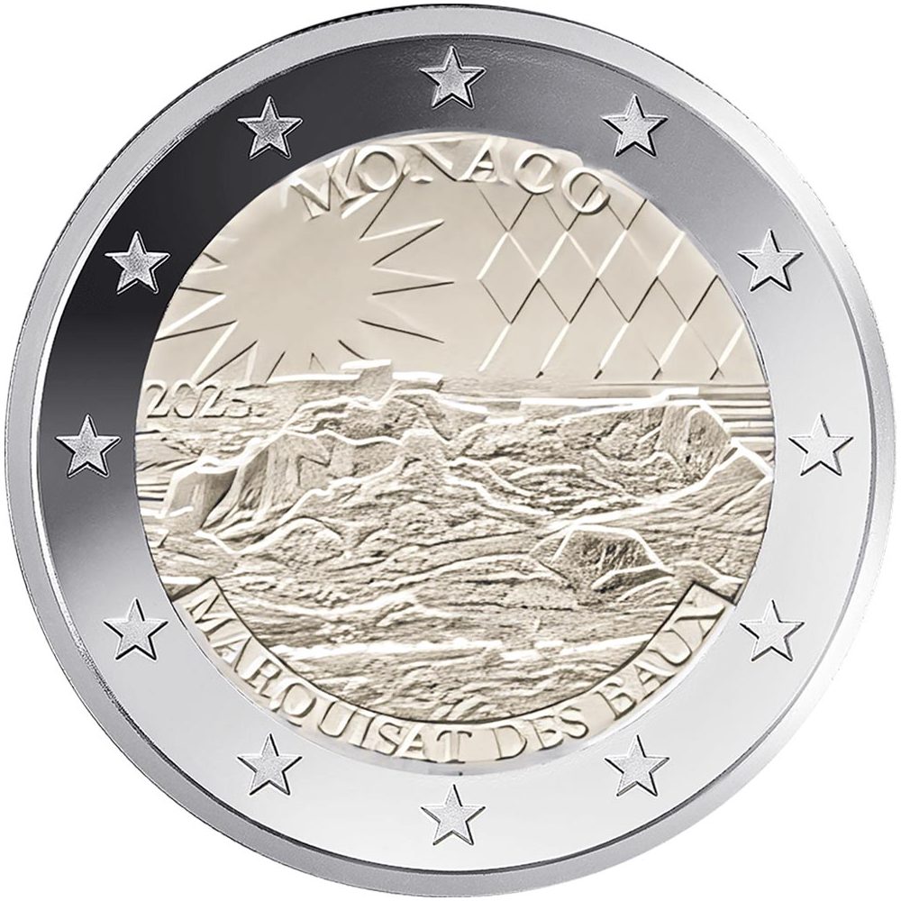 moneda 2 euros Mónaco 2025 Marquisat des Baux. Proof  - 1
