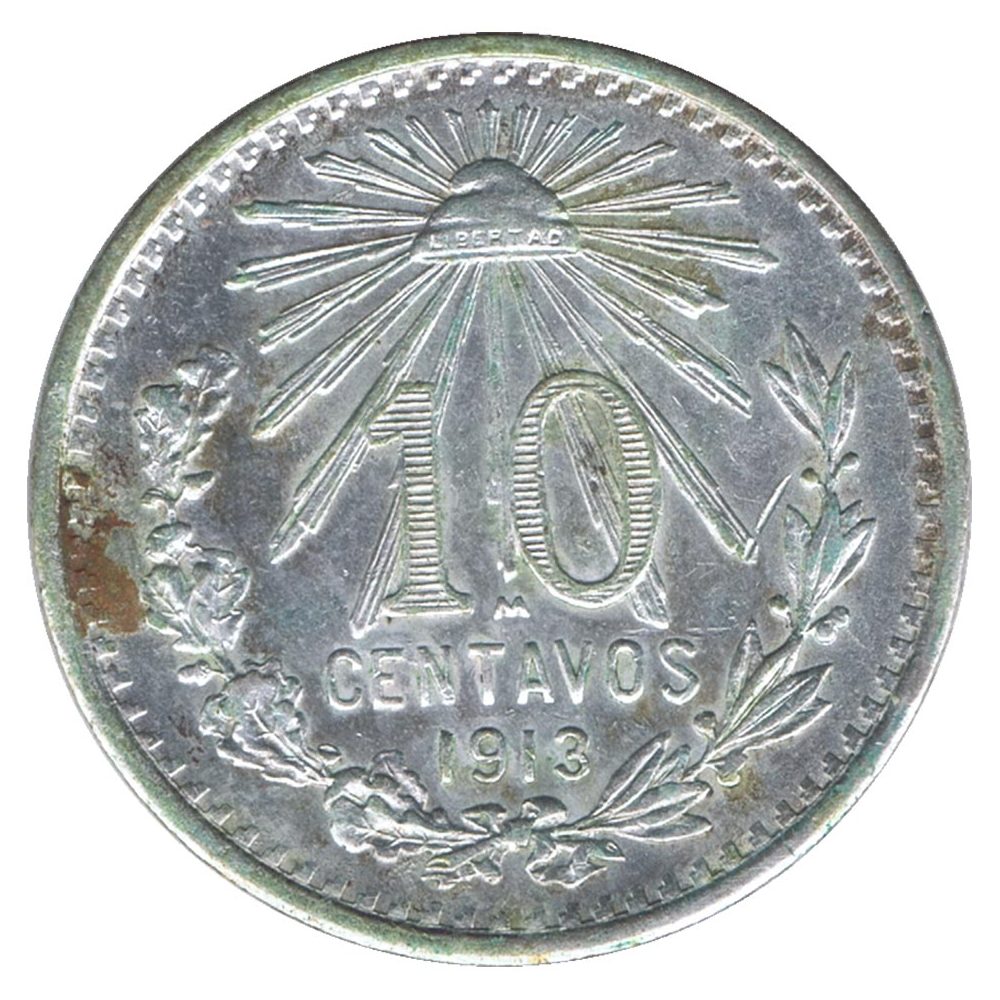 Moneda de México 10 Centavos 1913. Plata  - 1