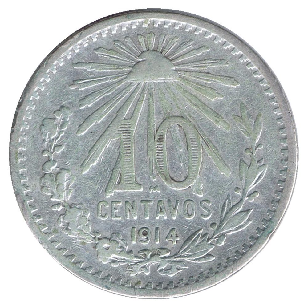 Moneda de México 10 Centavos 1914. Plata  - 1