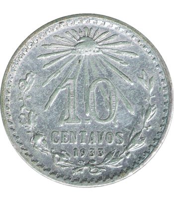 Moneda de México 10 Centavos 1933. Plata  - 1