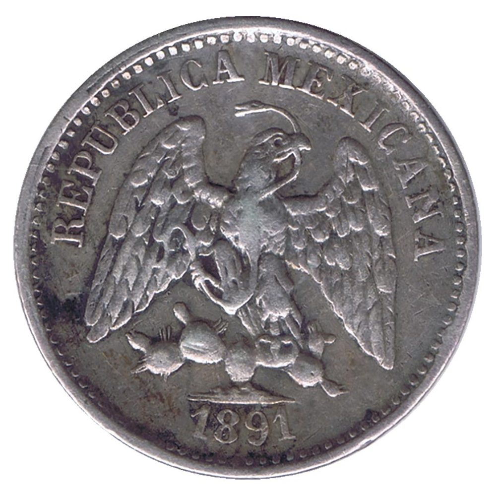 Moneda de México 5 Centavos 1891 MoM. Plata  - 1