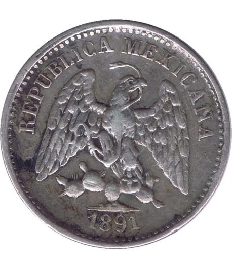 Moneda de México 5 Centavos 1891 MoM. Plata  - 1