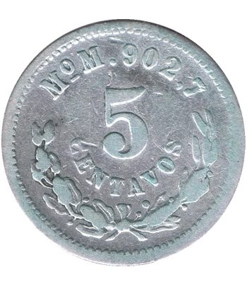 Moneda de México 5 Centavos 1892 MoM. Plata  - 2