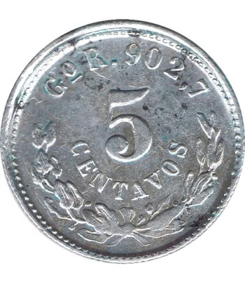 Moneda de México 5 Centavos 1899 Guanajuato. Plata  - 2
