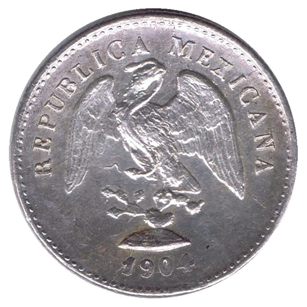 Moneda de México 5 Centavos 1904 MoM. Plata  - 1
