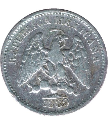 Moneda de México 5 Centavos 1889 Zacatecas. Plata  - 1