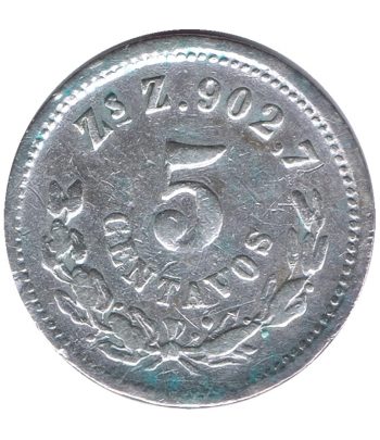 Moneda de México 5 Centavos 1889 Zacatecas. Plata  - 2