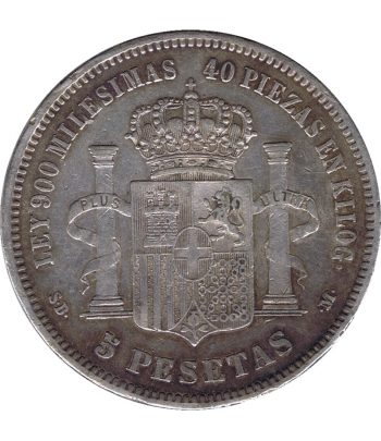 Moneda de España 5 Pesetas Plata 1871 *71 Amadeo I SD M..  - 2