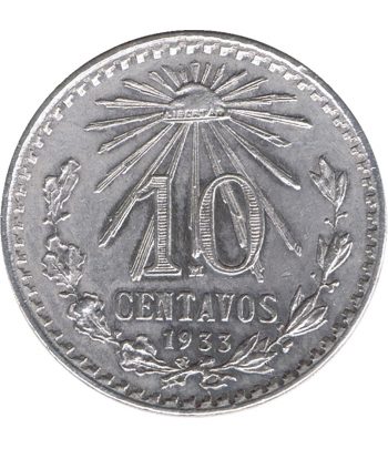 Moneda de México 10 Centavos 1933. Plata  - 1
