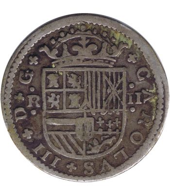 Moneda de España 2 Reales 1708 Carlos III Pretendiente. Plata  - 2
