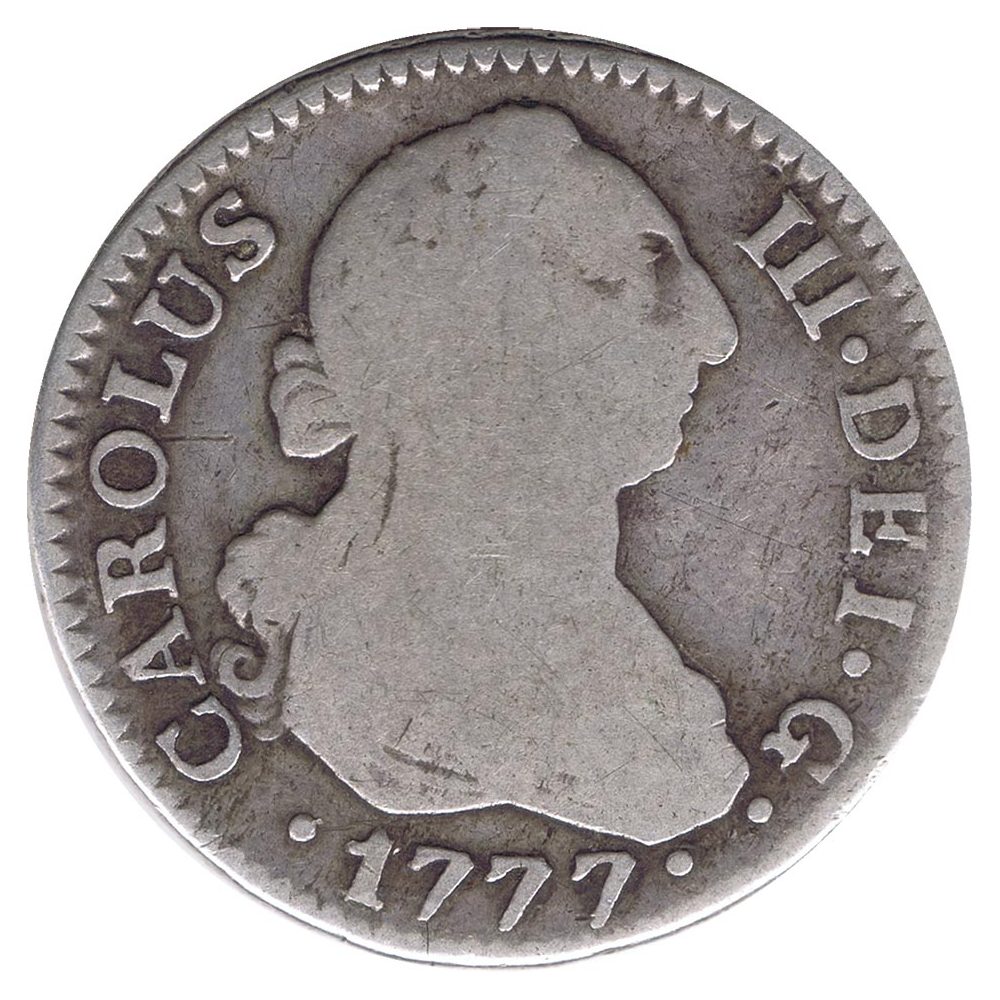 Moneda de España 2 Reales 1777 Carlos III. Plata  - 1