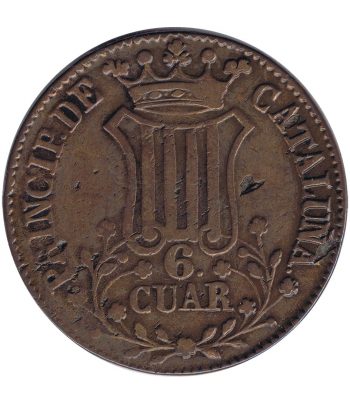 Moneda de España Isabel II 6 cuartos 1841 Cataluña  - 1