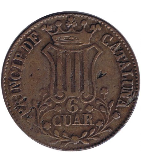 Moneda de España Isabel II 6 cuartos 1841 Cataluña  - 1