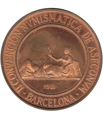 Medalla Barcelona II Convención Numismática de Aseconum 1981.  - 1