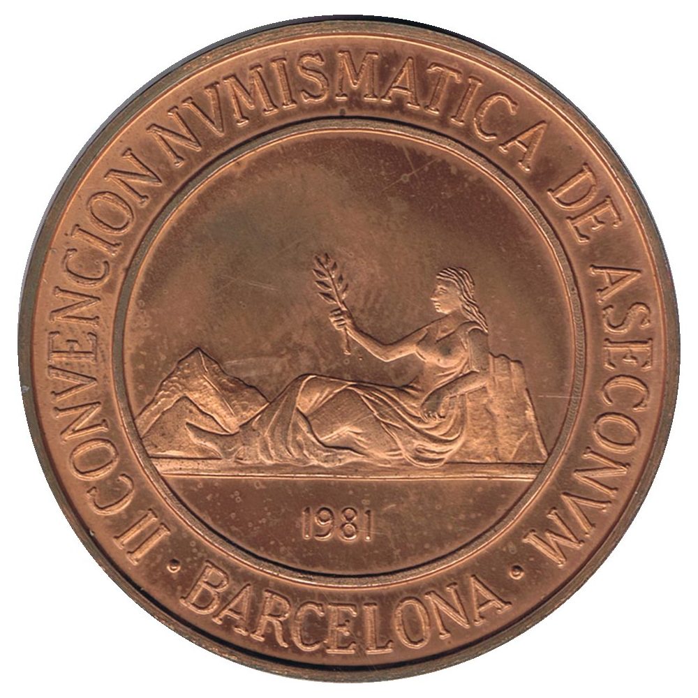 Medalla Barcelona II Convención Numismática de Aseconum 1981.  - 1