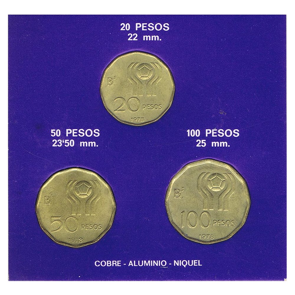 3 monedas Mundial Futbol Argentina 78. Cobre  - 1