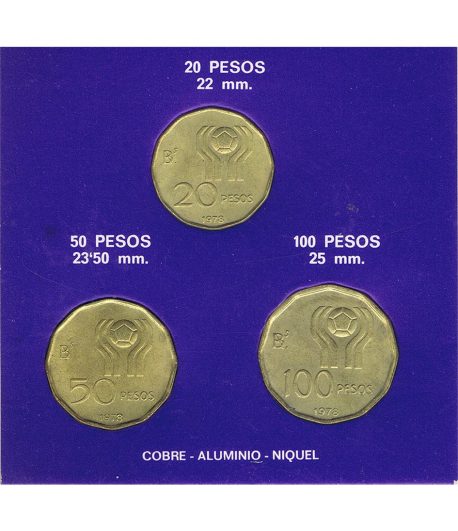 3 monedas Mundial Futbol Argentina 78. Cobre  - 1