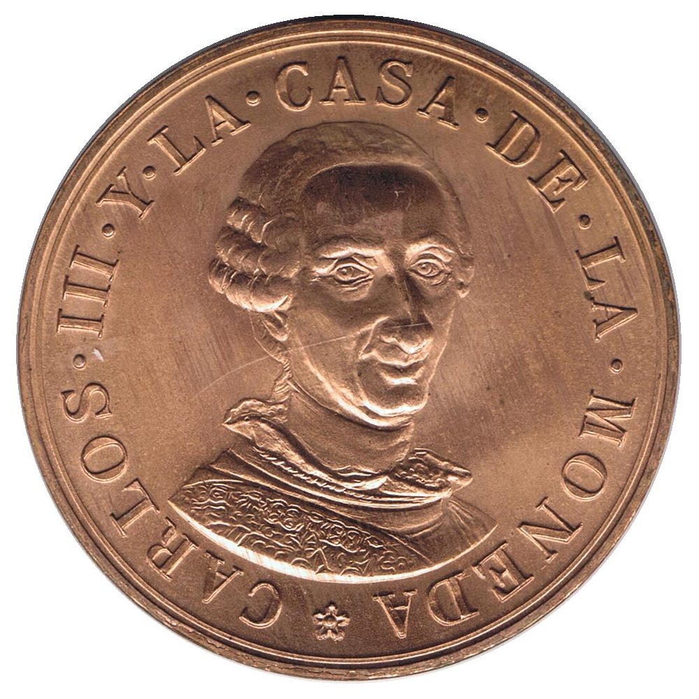 Medalla de cobre conmemorativa del Bicentenario de Carlos III.  - 1