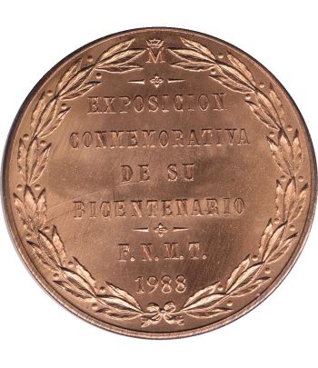 Medalla de cobre conmemorativa del Bicentenario de Carlos III.  - 2