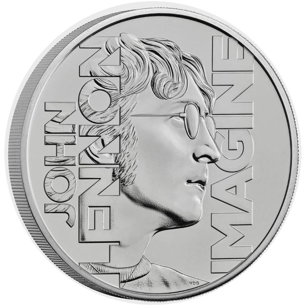 Moneda de niquel Inglaterra 5 Libras 2025 John Lennon. Música.  - 1